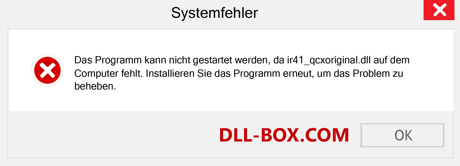 ir41_qcxoriginal.dll-Datei fehlt?. Download für Windows 7, 8, 10 - Fix ir41_qcxoriginal dll Missing Error unter Windows, Fotos, Bildern